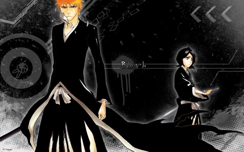 Two Anime Characters — Black, Dramatic, Sword, Black Cloaks