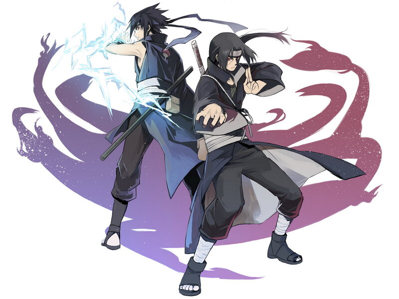Two Anime Characters — Black, Dramatic, Sword, Chakra
