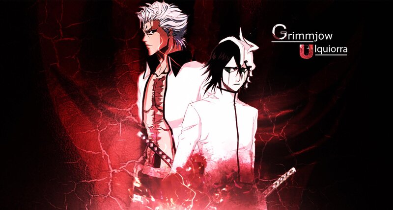 Two Anime Characters — Black, Dramatic, Sword, Cracked Wall