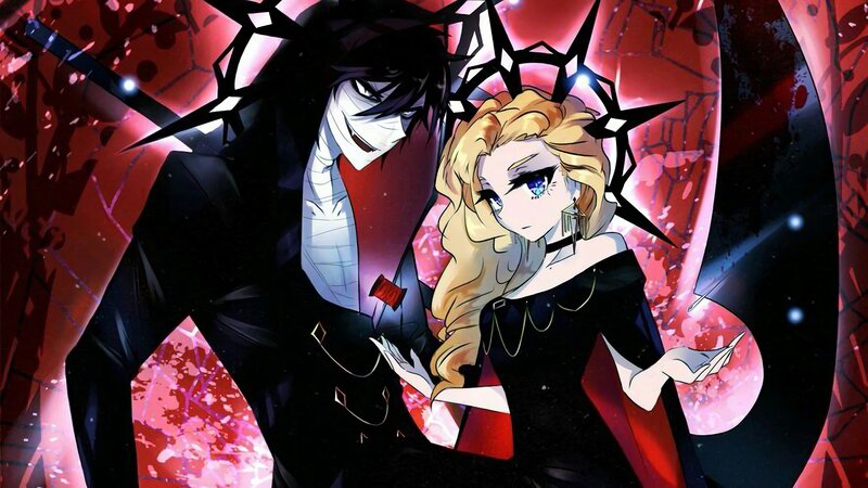 Two Anime Characters — Black, Dramatic, Sword, Crown