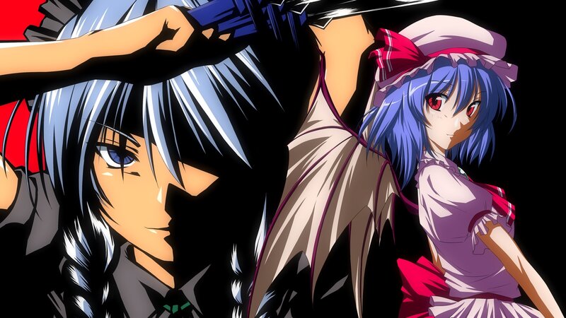 Two Anime Characters — Black, Dramatic, Sword, Dress
