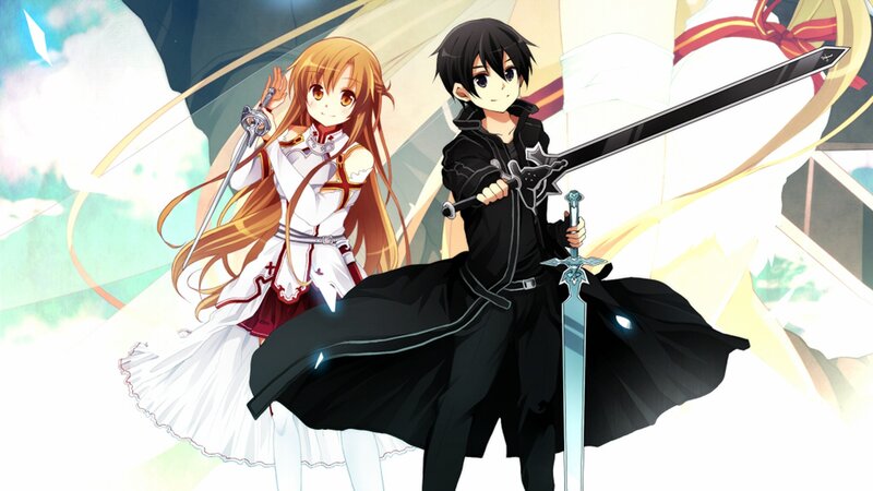 Two Anime Characters — Black, Dramatic, Swords, Cloaks, Long Hair