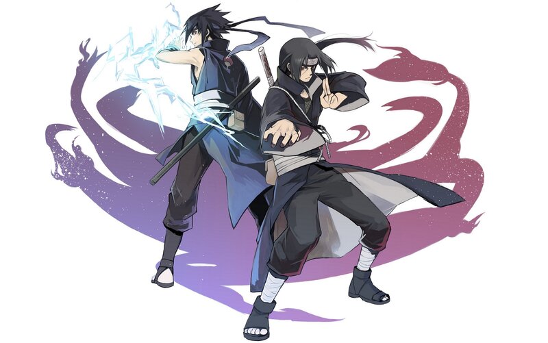 Two Anime Characters — Black, Dramatic, Swords, Energy Effects