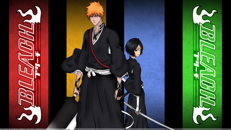 Two Anime Characters — Black, Dramatic, Swords, Kimonos, Flames