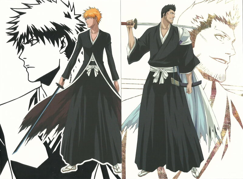 Two Anime Characters — Black, Dramatic, Swords, Kimonos, Spiky Hair