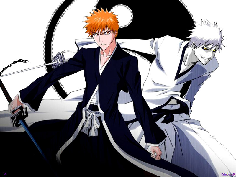 Two Anime Characters — Black, Dramatic, Swords, Robes