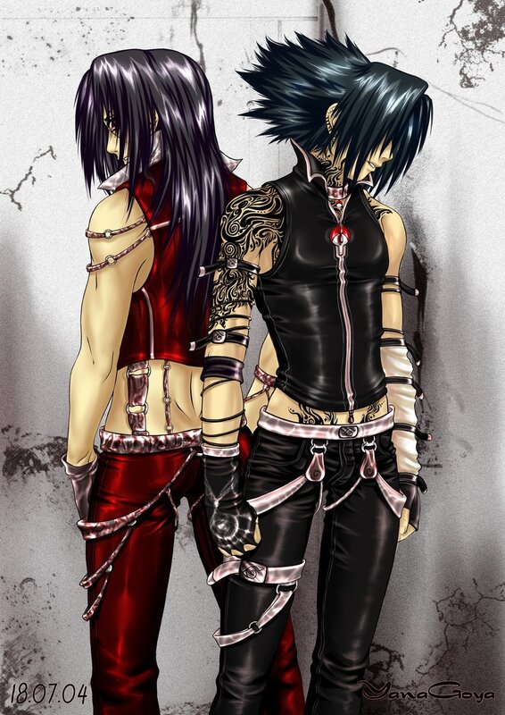 Two Anime Characters — Black, Dramatic, Tattoos