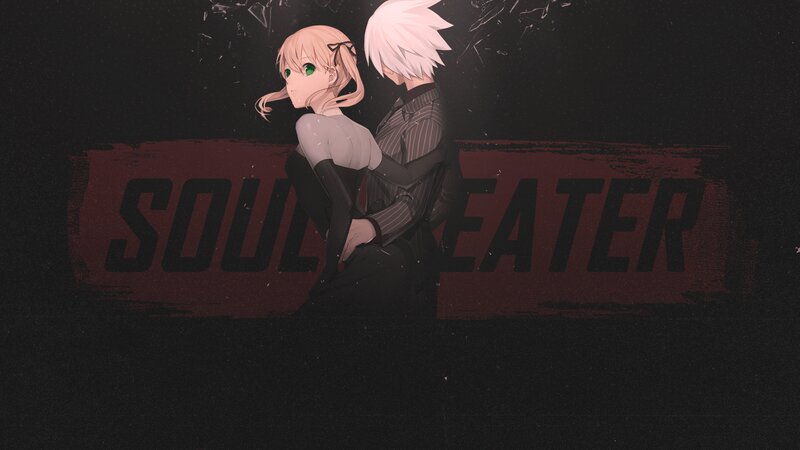 Two Anime Characters — Black, Dramatic, Text, Anime Art
