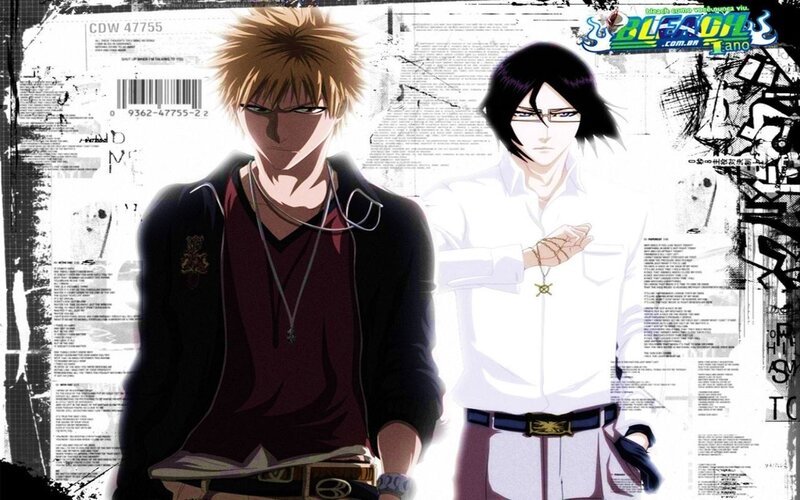 Two Anime Characters — Black, Dramatic, Text Background