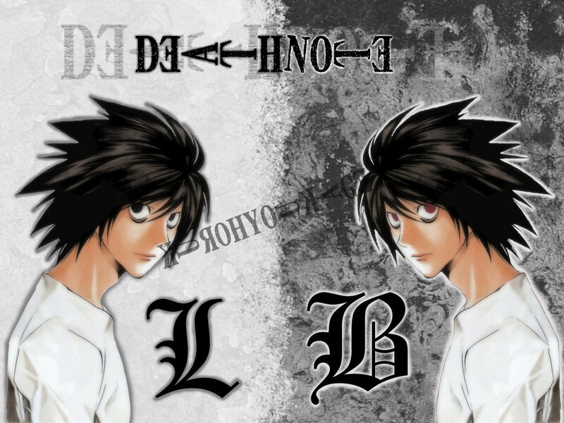Two Anime Characters — Black, Dramatic, Text, White Shirts