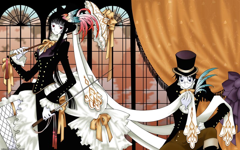 Two Anime Characters — Black, Dramatic, Top Hats