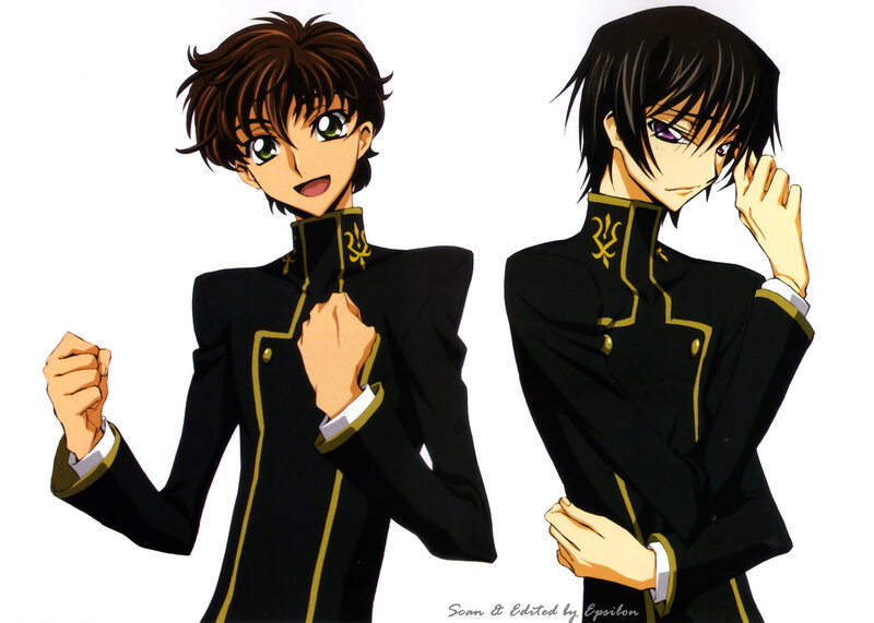Two Anime Characters — Black, Dramatic, Uniforms, School Uniforms