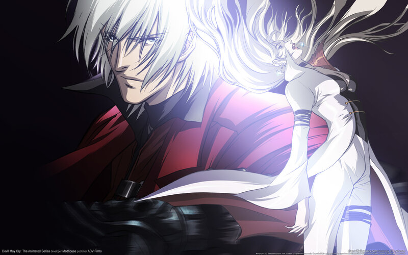 Two Anime Characters — Black, Dramatic, White Hair, Red Coat
