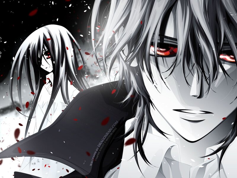 Two Anime Characters — Black, Dramatic, White Hair