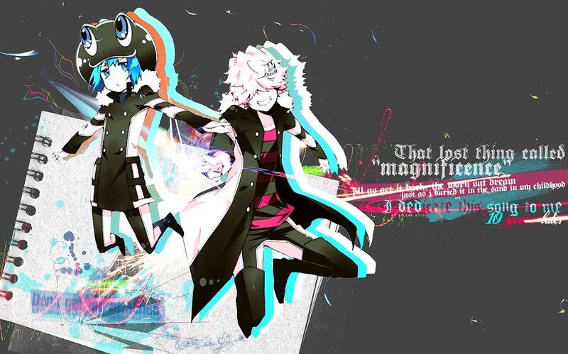 Two Anime Characters — Black, Dynamic, Digital Art, Notebook