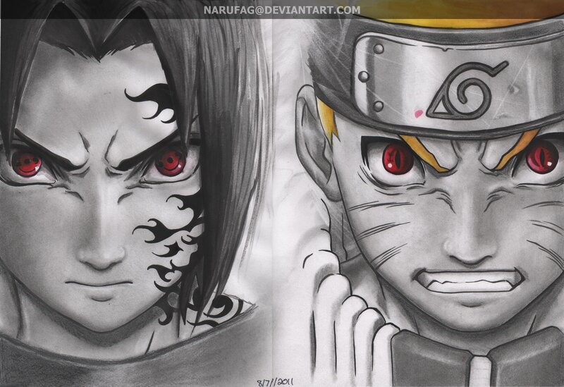 Two Anime Characters — Black, Intense