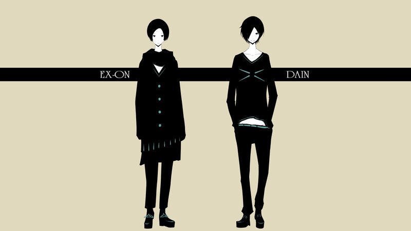 Two Anime Characters — Black, Neutral, Digital Art
