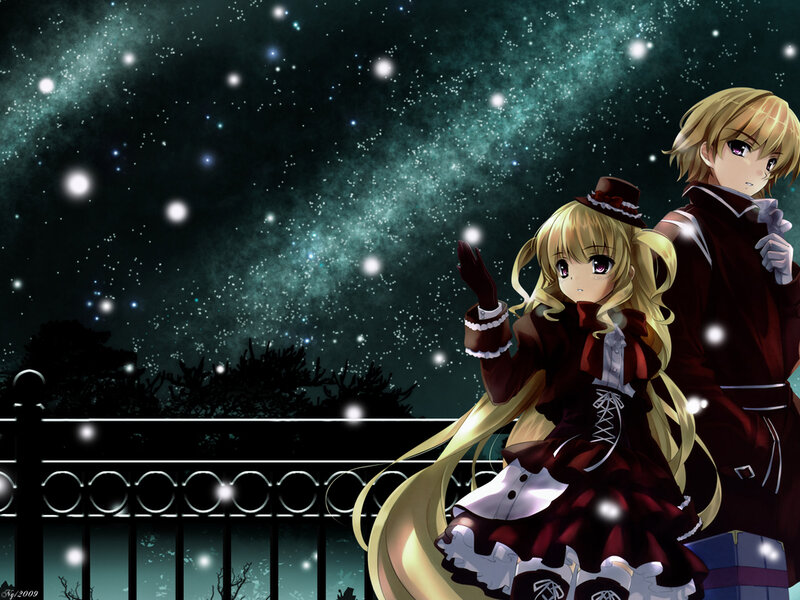 Two Anime Characters — Black, Serene, Night