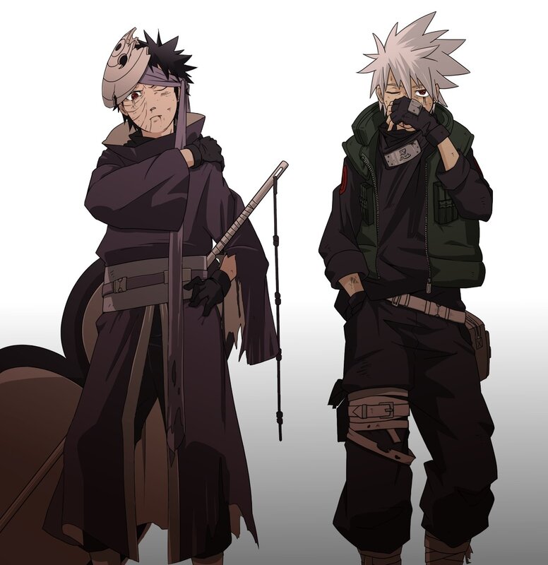 Two Anime Characters — Black, Serious, Swords, Headbands