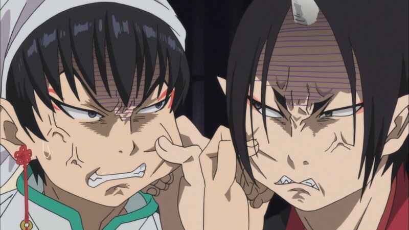 Two Anime Characters — Black, Tense, Close-up