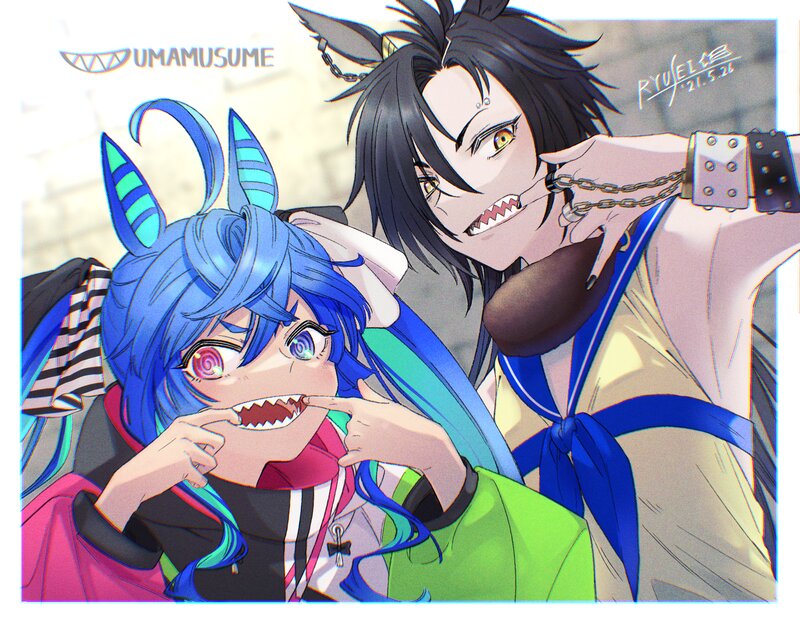 Two Anime Characters — Blue, Aggressive