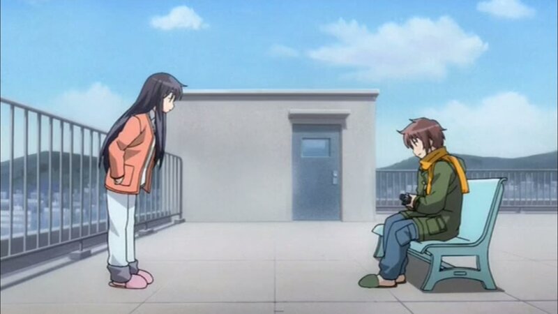 Two Anime Characters — Blue, Calm, Afternoon, Bench