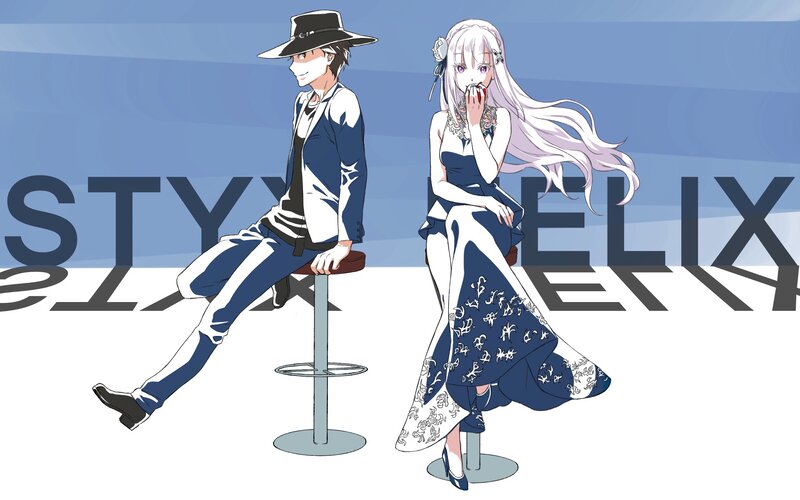 Two Anime Characters — Blue, Calm, Bar Stools
