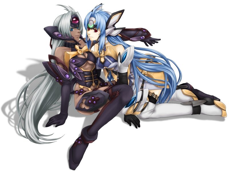 Two Anime Characters — Blue, Calm, Long Hair, Armor