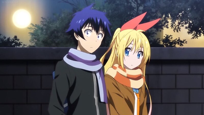 Two Anime Characters — Blue, Calm, Night, Moon, Wall