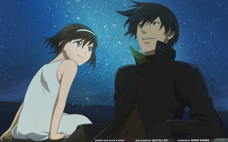Two Anime Characters — Blue, Calm, Night, Stars, Cityscape