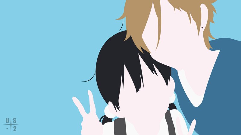 Two Anime Characters — Blue, Calm, Peace Sign