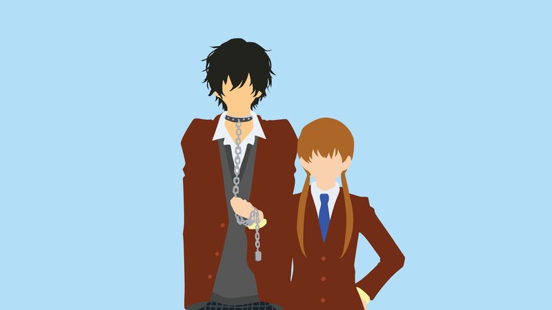 Two Anime Characters — Blue, Calm, School Uniform, Chain