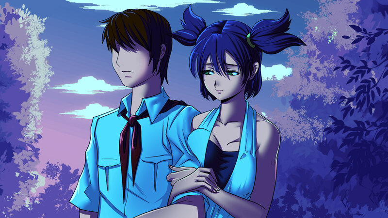 Two Anime Characters — Blue, Calm, Sunset