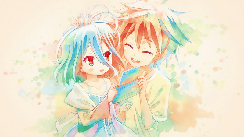 Two Anime Characters — Blue, Cheerful, Digital Art