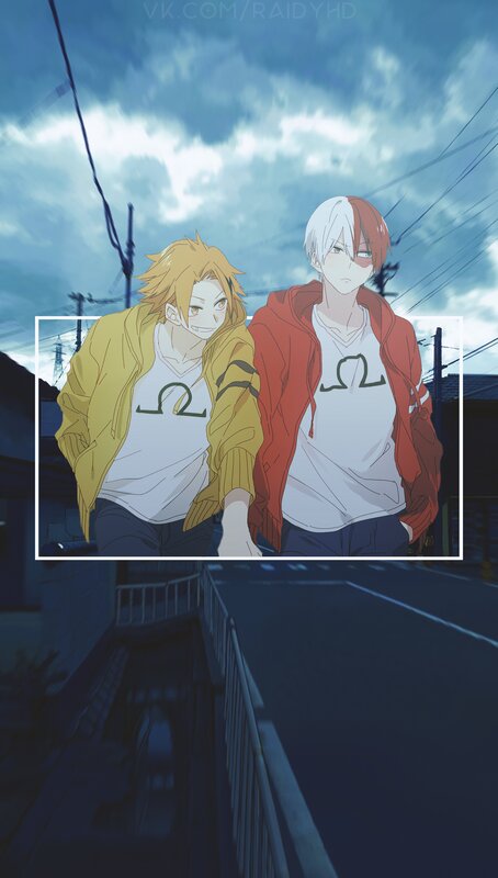 Two Anime Characters — Blue, Dramatic, Afternoon, Cloudy Sky