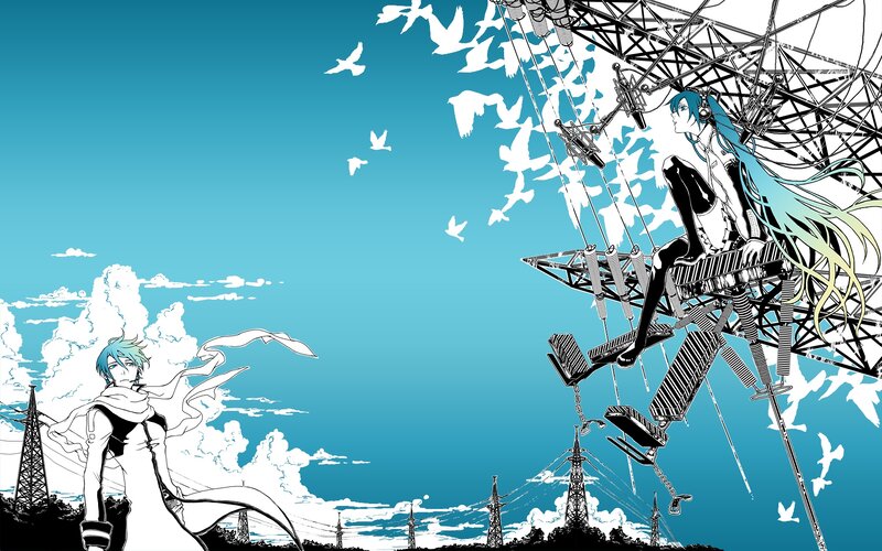 Two Anime Characters — Blue, Dramatic, Afternoon, Manga