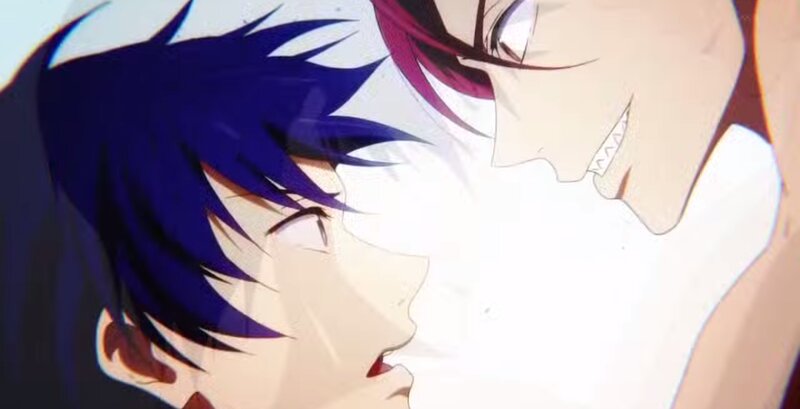 Two Anime Characters — Blue, Dramatic, Anime Art, Close-up