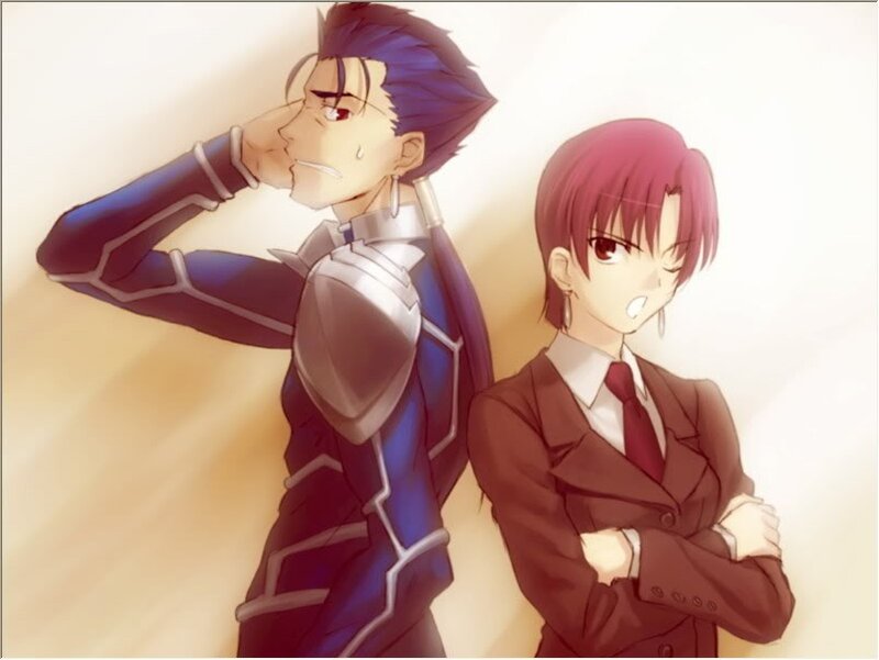 Two Anime Characters — Blue, Dramatic, Armor, Suit