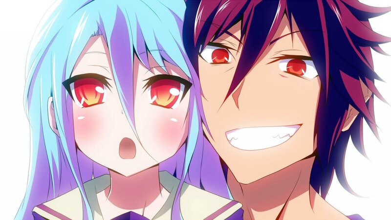 Two Anime Characters — Blue, Dramatic, Blonde Hair, Red Eyes