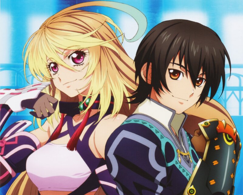 Two Anime Characters — Blue, Dramatic, Blonde Hair
