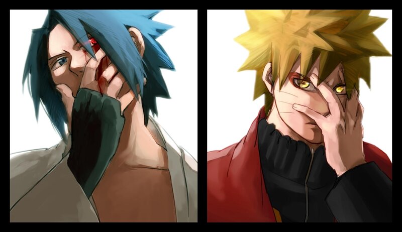 Two Anime Characters — Blue, Dramatic, Blood, Eyes