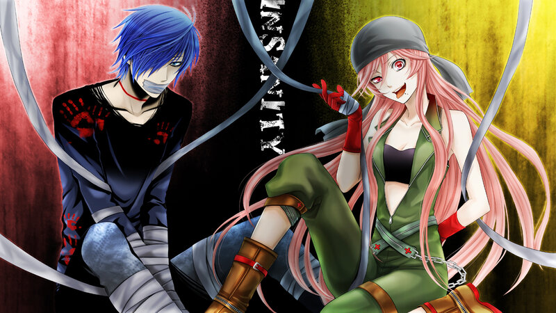 Two Anime Characters — Blue, Dramatic, Blue Hair, Pink Hair