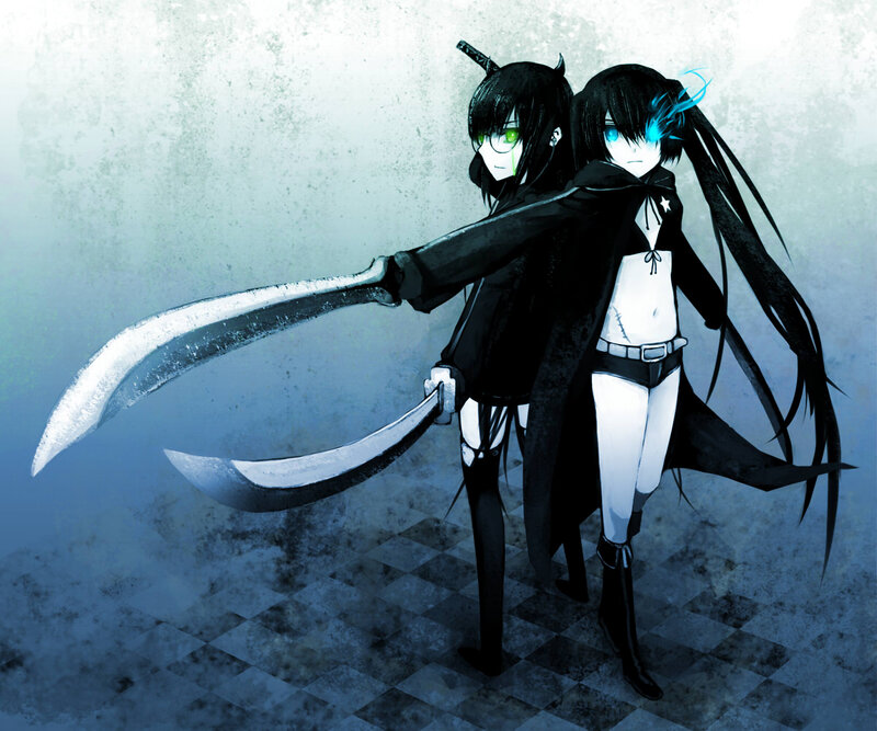 Two Anime Characters — Blue, Dramatic, Digital Art, Swords