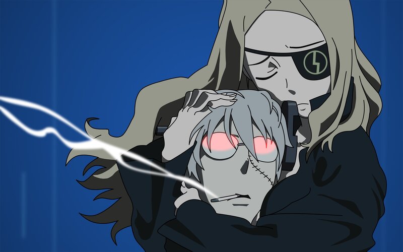 Two Anime Characters — Blue, Dramatic, Gun, Eyepatch