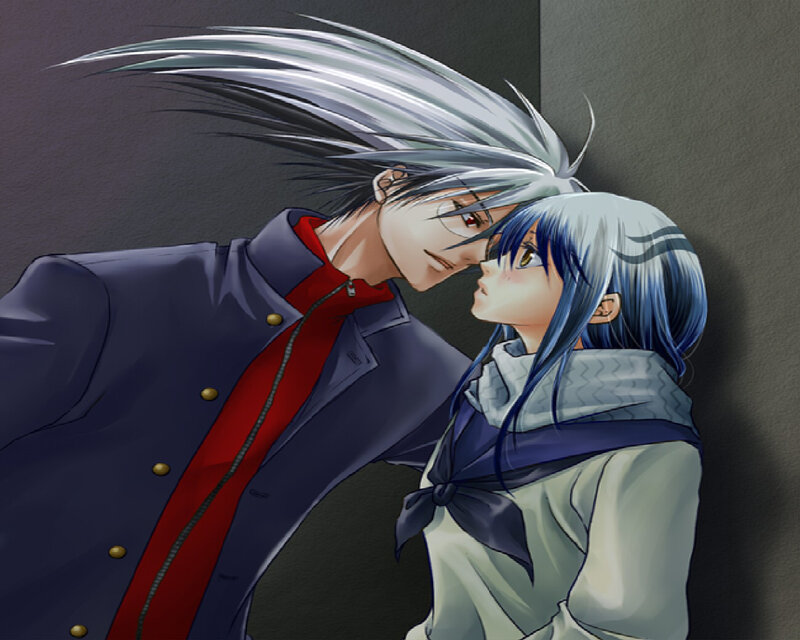 Two Anime Characters — Blue, Dramatic, Hair