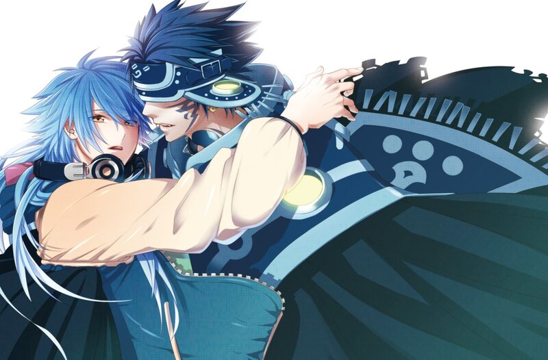 Two Anime Characters — Blue, Dramatic, Headphones, Goggles