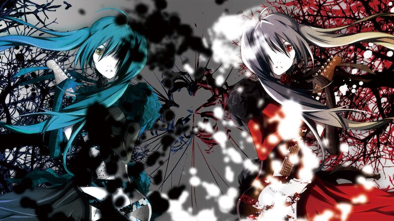 Two Anime Characters — Blue, Dramatic, Intense