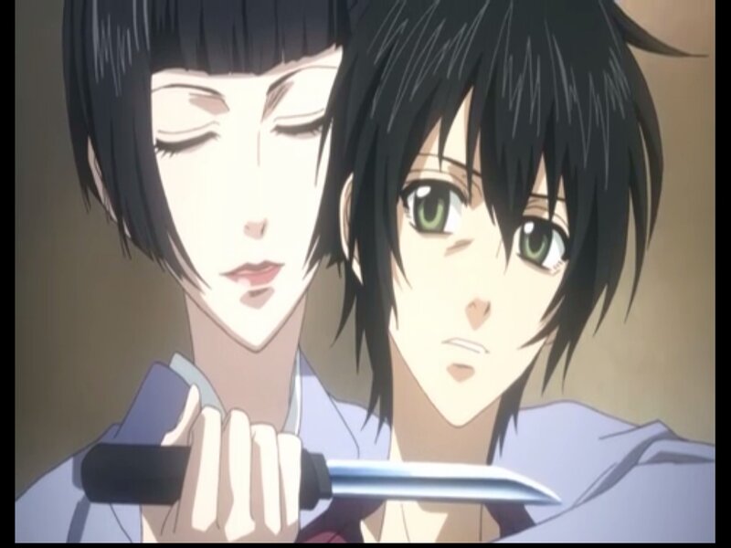 Two Anime Characters — Blue, Dramatic, Knife