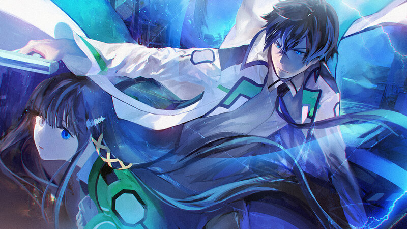 Two Anime Characters — Blue, Dramatic, Lightning, Blue Energy