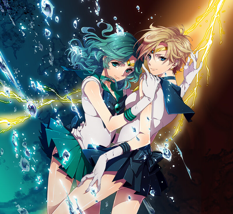 Two Anime Characters — Blue, Dramatic, Lightning
